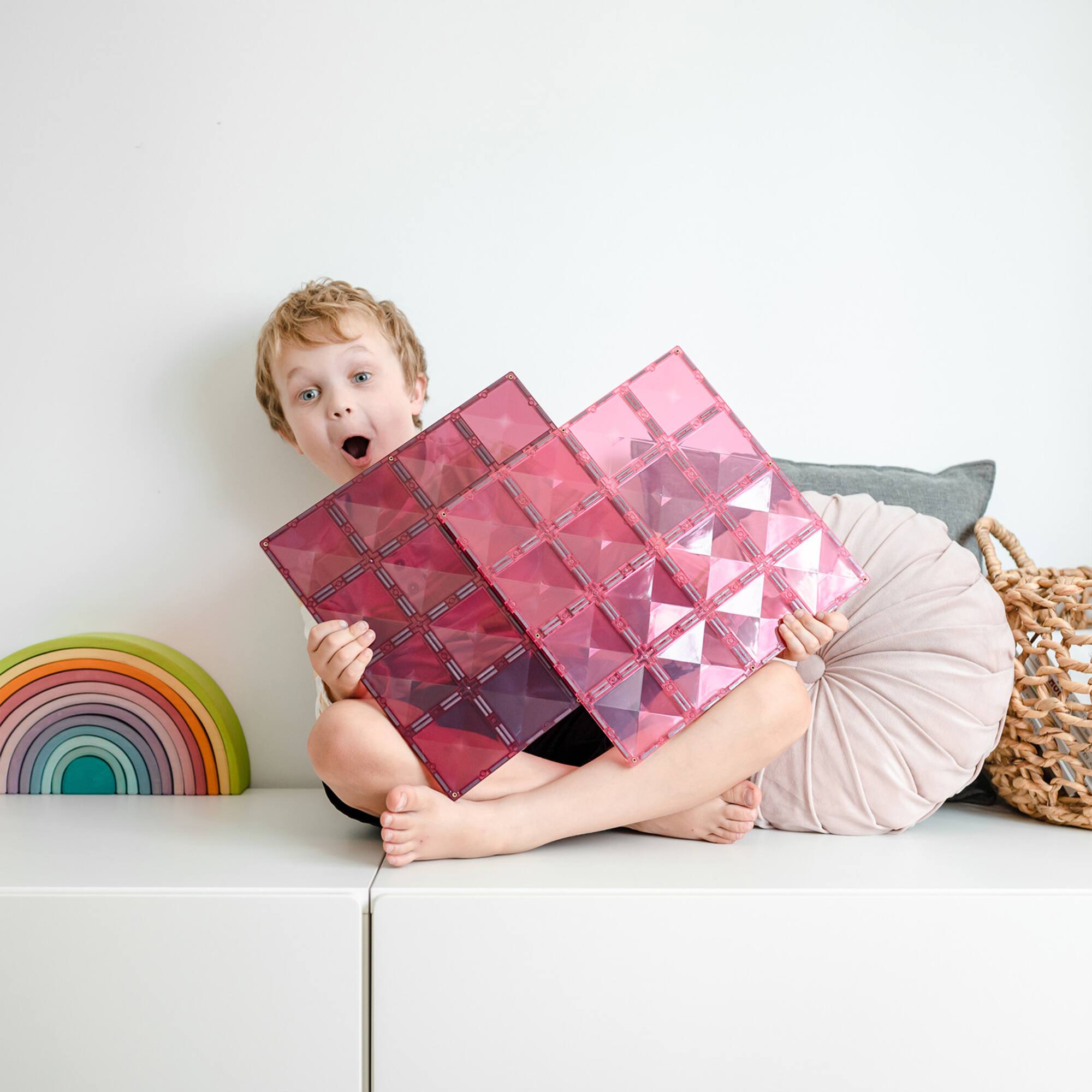 Connetix® Pastel Pink & Berry Magnetic Tiles Base Plates, 2ct.